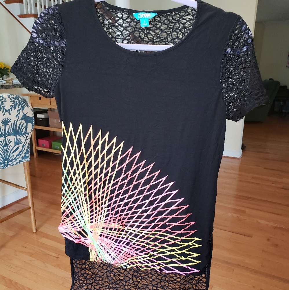 L'Amour T-Shirt with Neon Graphic and Black Size S